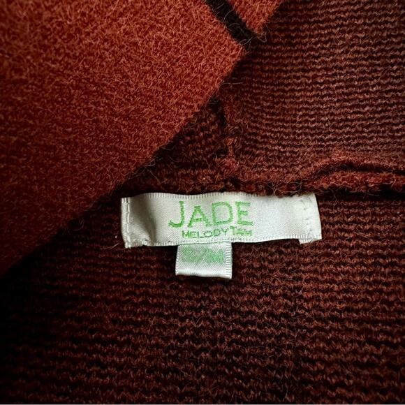 JADE Plaid Orange Brown Long Vest Button Down Vest Hoodie Women's Small /Medium - Picture 3 of 8